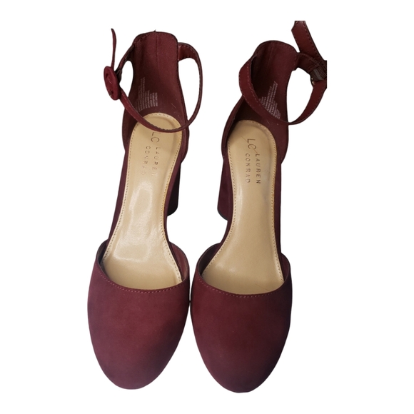 LC Lauren Conrad Hydrangea Wine High Heels Womens Size 9 - Picture 3 of 8